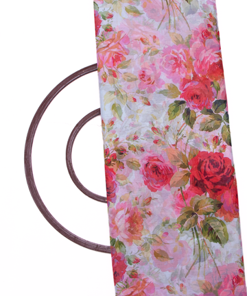 Pink Colour Floral Digital Print Chiffon Fabric
